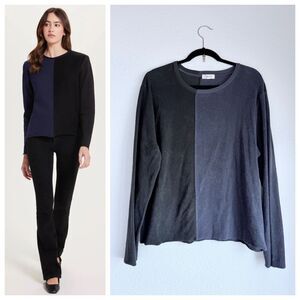 NWT Goldie Lewinter Women's Colorblock Sweatshirt in Black & Navy Size Large